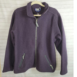 IBEX SHAK FULL ZIP JACKET IN PURPLE, 100% NEW WOOL, SZ LARGE